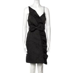 Milly v-neck little black dress size 2. With ruffles and bow accents